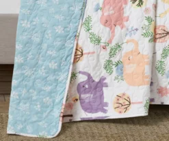 Hygge White & Pastel Elephant Full/Queen 4-Piece Quilt Set -Northlight Sales Store 810552999 4