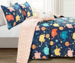Hygge Navy & Pastel Elephant Full/Queen 4-Piece Quilt Set -Northlight Sales Store 810553000 1