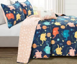 Hygge Navy & Pastel Elephant Full/Queen 4-Piece Quilt Set -Northlight Sales Store 810553000 11