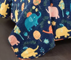 Hygge Navy & Pastel Elephant Full/Queen 4-Piece Quilt Set -Northlight Sales Store 810553000 3