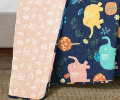 Hygge Navy & Pastel Elephant Full/Queen 4-Piece Quilt Set -Northlight Sales Store 810553000 4