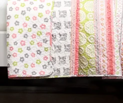Pink & Gray Fox Ruffle Pattern Block Full/Queen 5-Piece Quilt Set -Northlight Sales Store 810553002 3