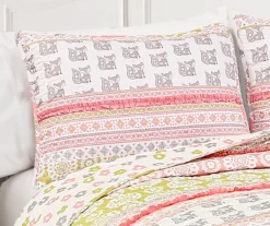 Pink & Gray Fox Ruffle Pattern Block Full/Queen 5-Piece Quilt Set -Northlight Sales Store 810553002 4