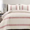 Beige & Red Stripe Full/Queen 3-Piece Quilt Set -Northlight Sales Store 810553004