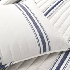 Beige & Navy Stripe Full/Queen 3-Piece Quilt Set -Northlight Sales Store 810553005 41