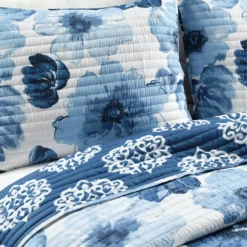 Leah White & Navy Floral Reversible Full/Queen 3-Piece Quilt Set -Northlight Sales Store 810553026 21