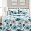 Leah White & Blue Floral Full/Queen 3-Piece Quilt Set -Northlight Sales Store 810553029