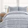 Monique White & Navy Pattern Stripe Full/Queen 3-Piece Quilt Set -Northlight Sales Store 810553034