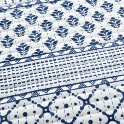 Monique White & Navy Pattern Stripe Full/Queen 3-Piece Quilt Set -Northlight Sales Store 810553034 3