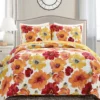 Leah Red & Orange Floral King 3-Piece Quilt Set -Northlight Sales Store 810553040