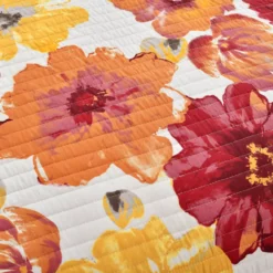 Leah Red & Orange Floral King 3-Piece Quilt Set -Northlight Sales Store 810553040 31