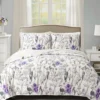 Adalia White & Purple Floral Full/Queen 3-Piece Quilt Set