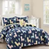 Navy & Pastel Llama Cactus Twin 3-Piece Quilt Set -Northlight Sales Store 810553046