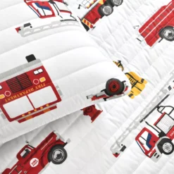 White & Red Fire Truck Twin 3-Piece Quilt Set -Northlight Sales Store 810553047 4
