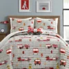 Gray & Red Fire Truck Twin 3-Piece Quilt Set -Northlight Sales Store 810553048
