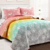 Pastel Rainbow Dandelion Fairy Ombre Twin 2-Piece Quilt Set -Northlight Sales Store 810553049