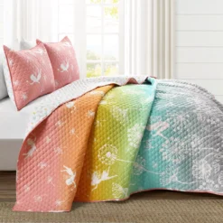 Pastel Rainbow Dandelion Fairy Ombre Twin 2-Piece Quilt Set 15 Pastel Rainbow Dandelion Fairy Ombre Twin 2-Piece Quilt Set -Northlight Sales Store 810553049 21