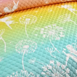 Pastel Rainbow Dandelion Fairy Ombre Twin 2-Piece Quilt Set 12 Pastel Rainbow Dandelion Fairy Ombre Twin 2-Piece Quilt Set -Northlight Sales Store 810553049 3