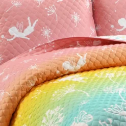 Pastel Rainbow Dandelion Fairy Ombre Twin 2-Piece Quilt Set 13 Pastel Rainbow Dandelion Fairy Ombre Twin 2-Piece Quilt Set -Northlight Sales Store 810553049 4