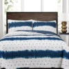 Jane White & Navy Shibori Tie-Dye Full/Queen 3-Piece Quilt Set 2 Jane White & Navy Shibori Tie-Dye Full/Queen 3-Piece Quilt Set -Northlight Sales Store 810553065