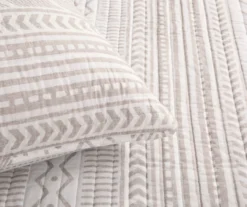 Hygge White & Taupe Geometric Full/Queen 3-Piece Quilt Set -Northlight Sales Store 810553066 2