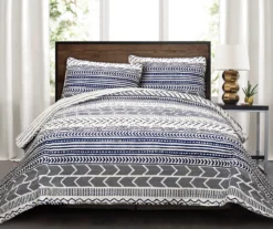 Hygge Navy & White Geometric Full/Queen 3-Piece Quilt Set -Northlight Sales Store 810553067 1