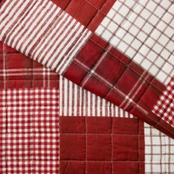 Greenville White & Red Plaid Patchwork Full/Queen 3-Piece Quilt Set -Northlight Sales Store 810553069 4