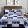 Greenville Navy & Blue Plaid Patchwork Full/Queen 3-Piece Quilt Set -Northlight Sales Store 810553070