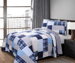 Greenville Navy & Blue Plaid Patchwork Full/Queen 3-Piece Quilt Set -Northlight Sales Store 810553070 21