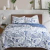 Erindale White & Blue Floral Paisley Full/Queen 3-Piece Quilt Set 1 Erindale White & Blue Floral Paisley Full/Queen 3-Piece Quilt Set -Northlight Sales Store 810553071
