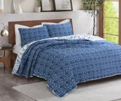 Erindale White & Blue Floral Paisley Full/Queen 3-Piece Quilt Set -Northlight Sales Store 810553071 11