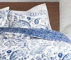 Erindale White & Blue Floral Paisley Full/Queen 3-Piece Quilt Set -Northlight Sales Store 810553071 2