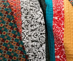 Turquoise & Tangerine Boho Floral Color Block Full/Queen 3-Piece Quilt Set -Northlight Sales Store 810553074 11