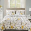 Adalia White & Yellow Floral Full/Queen 3-Piece Quilt Set