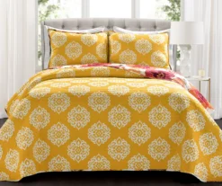 Leah Floral Reversible 3-Piece Quilt Set 26 Leah Floral Reversible 3-Piece Quilt Set -Northlight Sales Store 810553248 11