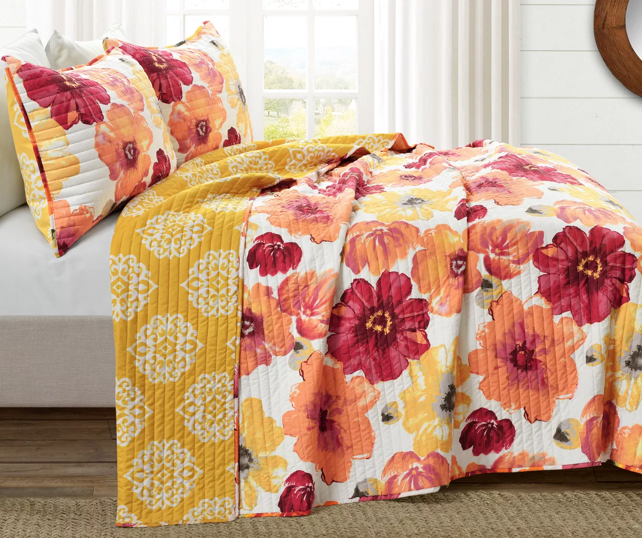 Leah Floral Reversible 3-Piece Quilt Set 13 Leah Floral Reversible 3-Piece Quilt Set - Image 11