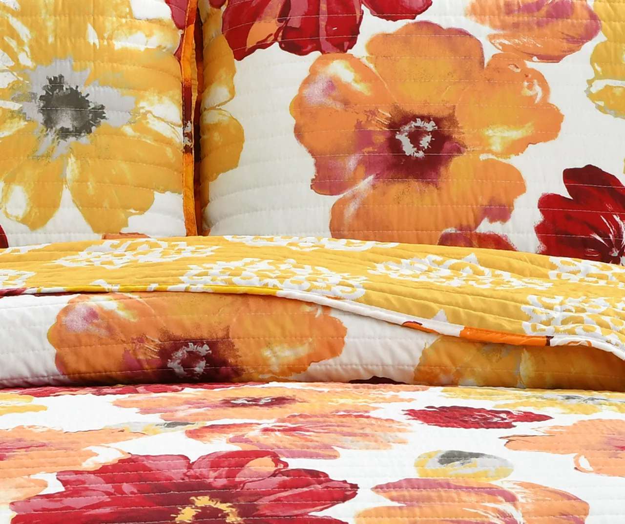 Leah Floral Reversible 3-Piece Quilt Set 11 Leah Floral Reversible 3-Piece Quilt Set - Image 9