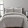 Light Gray Stripe All-Season Full/Queen 3-Piece Coverlet Quilt Set -Northlight Sales Store 810553265