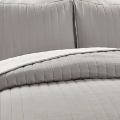 Light Gray Stripe All-Season Full/Queen 3-Piece Coverlet Quilt Set -Northlight Sales Store 810553265 3