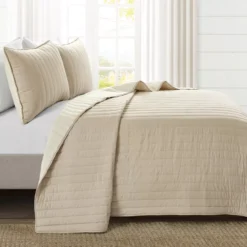 Sand Stripe All-Season Full/Queen 3-Piece Coverlet Quilt Set -Northlight Sales Store 810553266 21