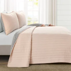 Soft Rose Stripe All-Season Full/Queen 3-Piece Coverlet Quilt Set -Northlight Sales Store 810553267 21
