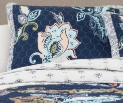 Aster Navy & Pink Floral King 3-Piece Quilt Set -Northlight Sales Store 810553305 11