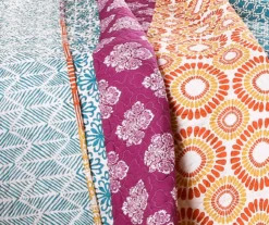 Fuchsia & Orange Bohemian Pattern Stripe Reversible King 3-Piece Quilt Set 9 Fuchsia & Orange Bohemian Pattern Stripe Reversible King 3-Piece Quilt Set -Northlight Sales Store 810553316 4