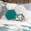 Briley Gray & Turquoise Geometric Hexagon Reversible Full/Queen 3-Piece Quilt Set