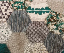 Briley Gray & Turquoise Geometric Hexagon Reversible Full/Queen 3-Piece Quilt Set -Northlight Sales Store 810553324 2