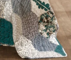 Briley Gray & Turquoise Geometric Hexagon Reversible Full/Queen 3-Piece Quilt Set -Northlight Sales Store 810553324 3