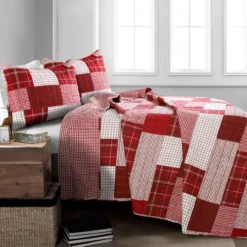 Greenville Plaid Patchwork Reversible 3-Piece Quilt Set -Northlight Sales Store 810553375 2