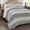 Hygge Black & White Geometric Reversible Full/Queen 3-Piece Quilt Set -Northlight Sales Store 810553387 1