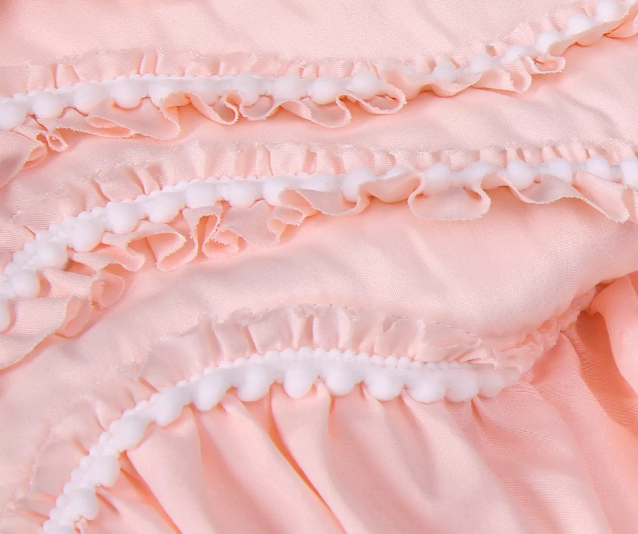 Kemmy Peachy Pink Ruffle Full/Queen 3-Piece Quilt Set 8 Kemmy Peachy Pink Ruffle Full/Queen 3-Piece Quilt Set - Image 6