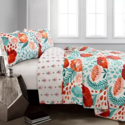 White & Red Poppy Garden Full/Queen 3-Piece Quilt Set -Northlight Sales Store 810553414 11 1